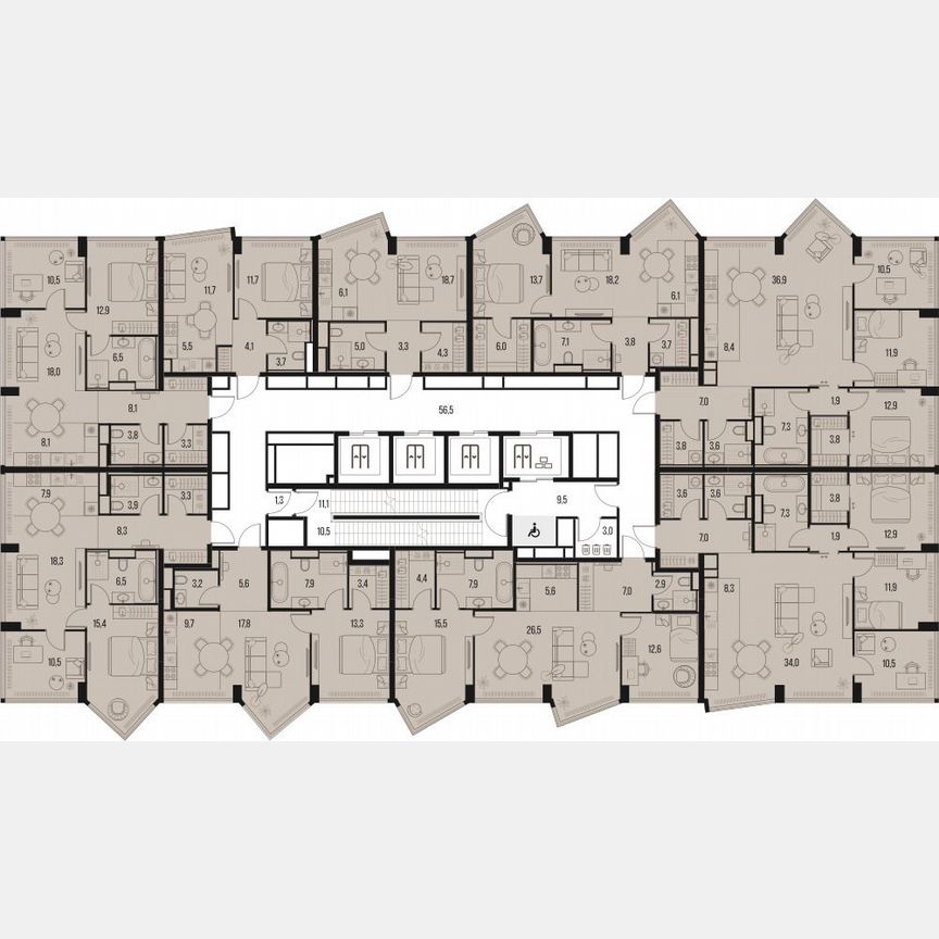 4-к. квартира, 107 м², 19/39 эт.