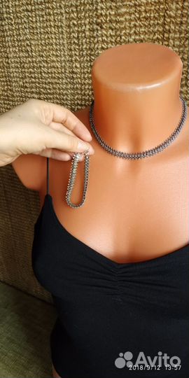 «Набор колье+браслет из серебра 925 пробы»