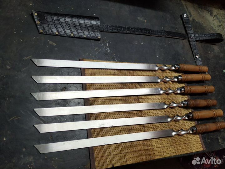 Шампура с деревянной ручкой для люля, мяса, овощей