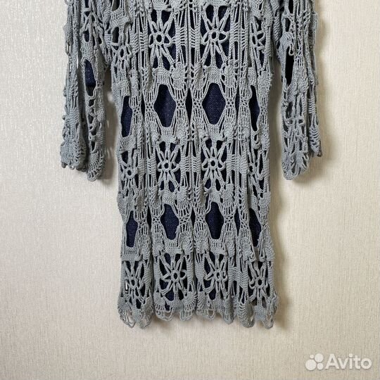 Платье вязанное сетка ручная работа