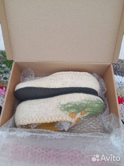 Тапочки валяные из овечьей шерсти р.38