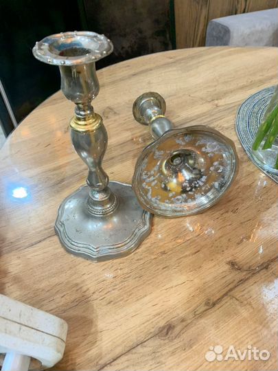 Старинный подсвечник, посеребрёный