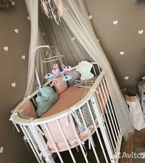 Кроватка круглая / овальная / пеленальный столик