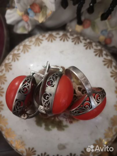 Комплект кольцо и серьги
