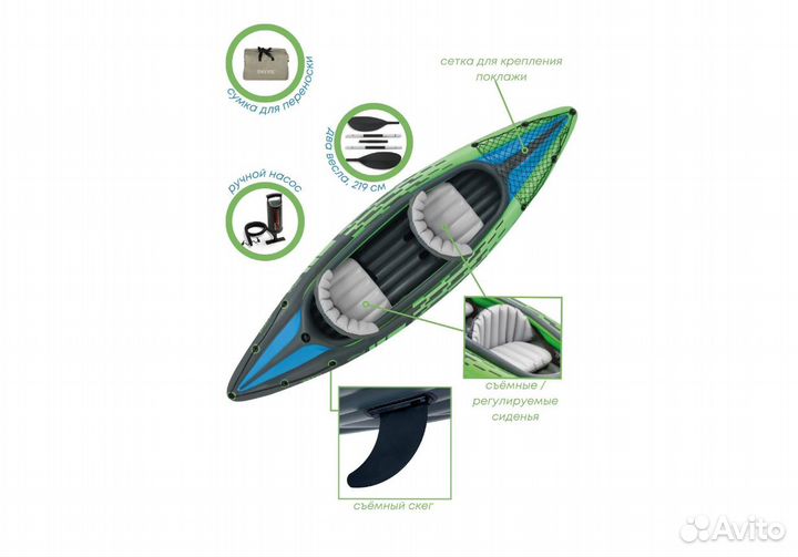 Надувные байдарки каяки надувные Intex Aktiv турис