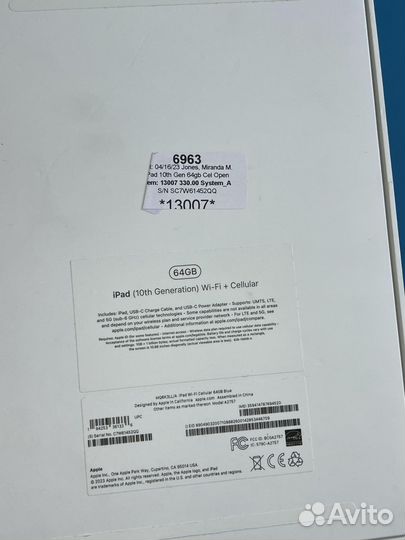 New iPad 10 (2022) 64gb wi-fi + cellular Blue