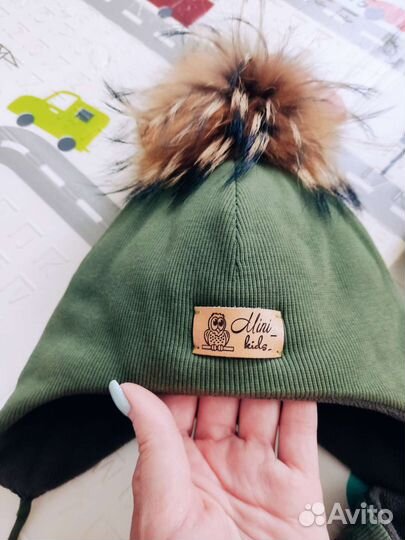 Зимний комплект шапка+снуд+варежки