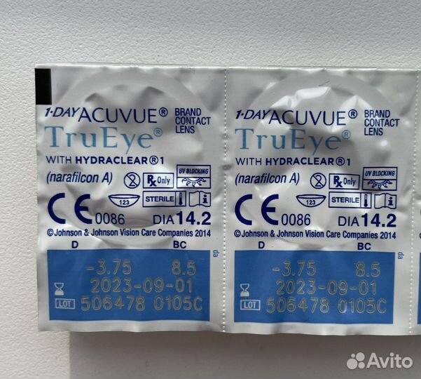 Линзы однодневные acuvue true eye -3.75