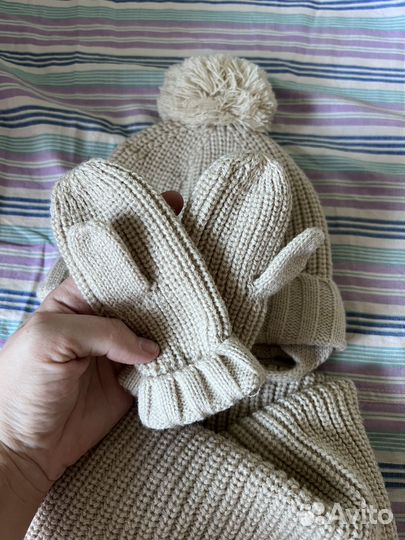 Комплект шапка, снуд, варежки Zara 1-2 года
