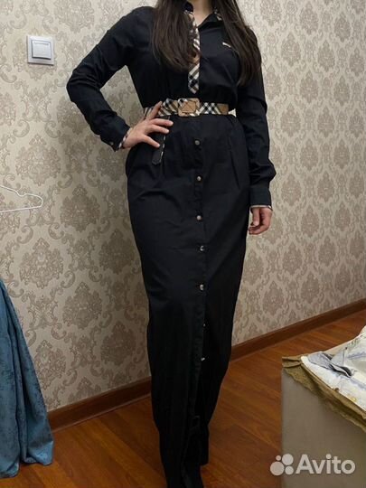 Базовое черное платье рубашка