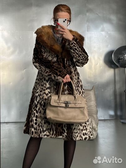 Шуба натуральна рысь с лисой винтаж