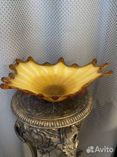 Ваза конфетница СССР цветное стекло