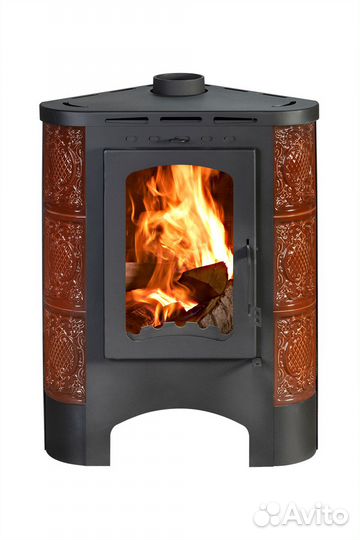 Печь-камин бавария Угловая Радиус изразцовая 