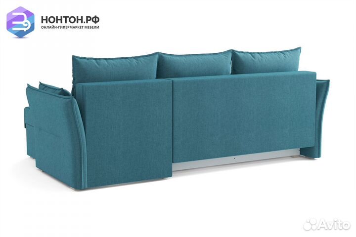 Диван угловой еврокнижка Бруклин голубой