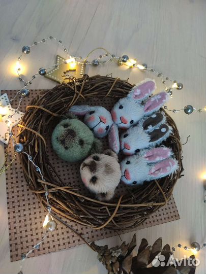 Ручная работа Зайцы Мишки Брошки