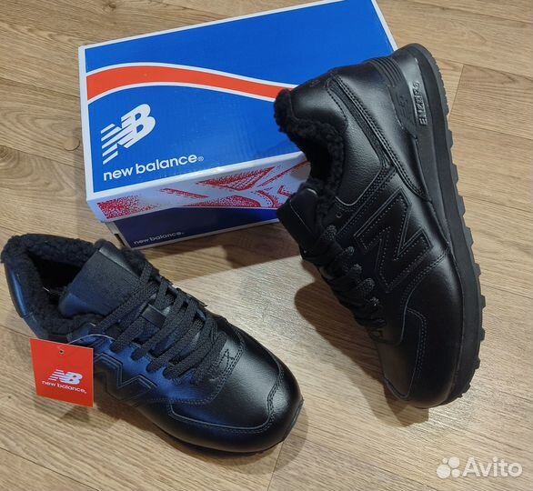 Кроссовки мужские зимние New balance 574 кожаные