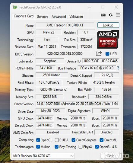 Видеокарта amd Radeon rx 6700 xt