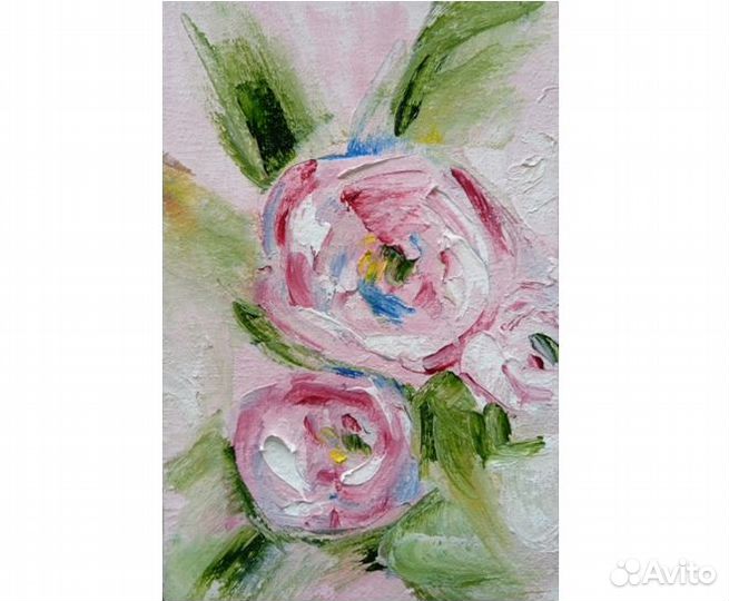 Картина маслом розовые пионы