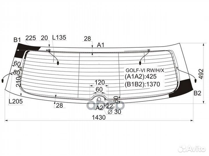 Стекло заднее с обогревом volkswagen golf VI 3