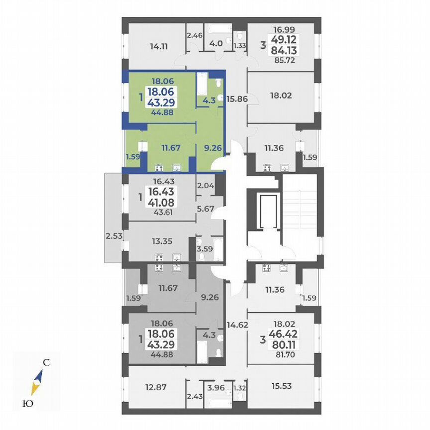 1-к. квартира, 44,9 м², 6/7 эт.