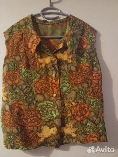 Блузка летняя, шелк, крепдешин, винтаж