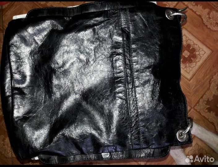 Сумка из нат.замши + блестящая кожа