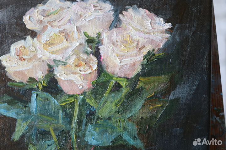 Картина маслом Цветы Розы 24х30см на холсте