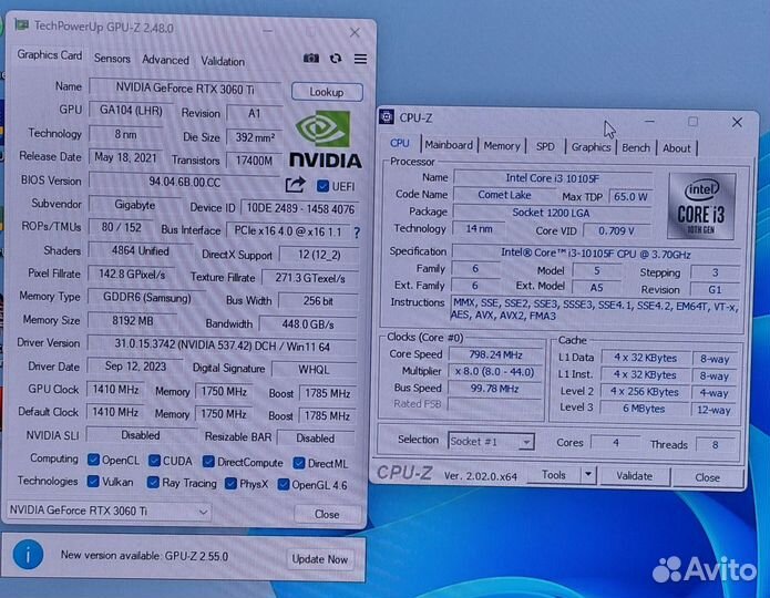 I3-10105f, 16DDR4, 240ssd+2TB hdd, rtx 3060ti
