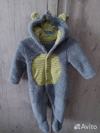 Комбинезон плюшевый 50-56 теплый мягкий уютный
