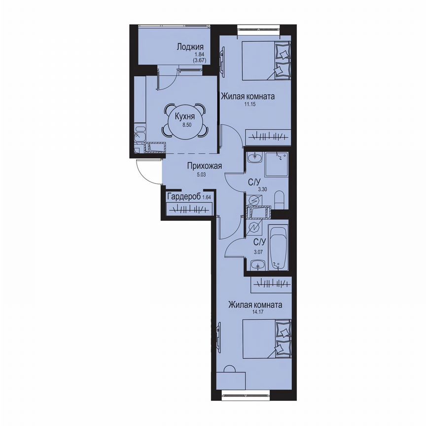 2-к. квартира, 48,7 м², 9/9 эт.