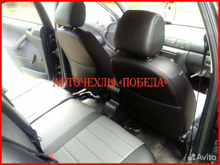 Чехлы Skoda Octavia Tour из экокожи чёрно-серые