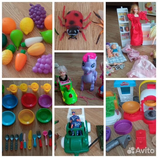 Овощи, насекомые, посуда, игрушки, танк, касса