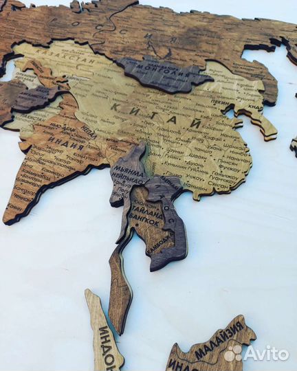 Карта мира на стену, панно