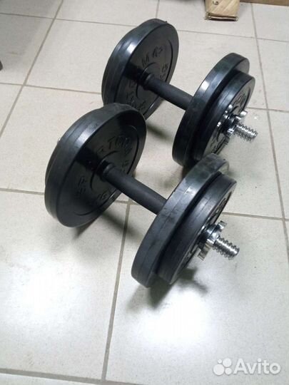 Гантели по 17 кг общий вес 34 кг. Металлические