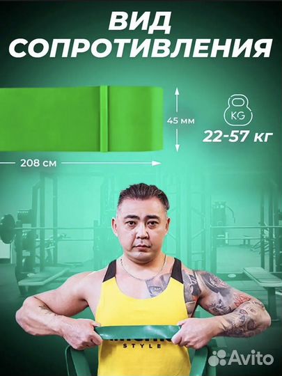 Фитнес резинка Зелёная 22-57 кг новая