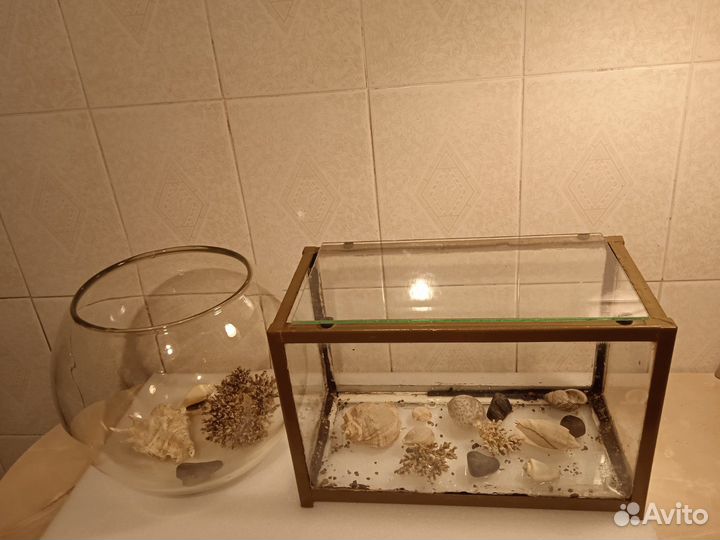 Аквариумы круглый и прямоугольный