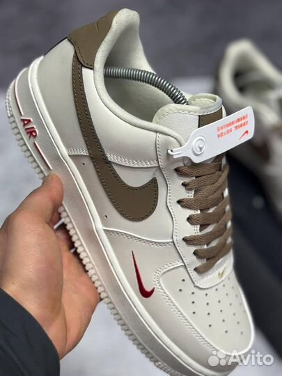 Кроссовки Nike Air Force 1 White Brown (Арт.87223)