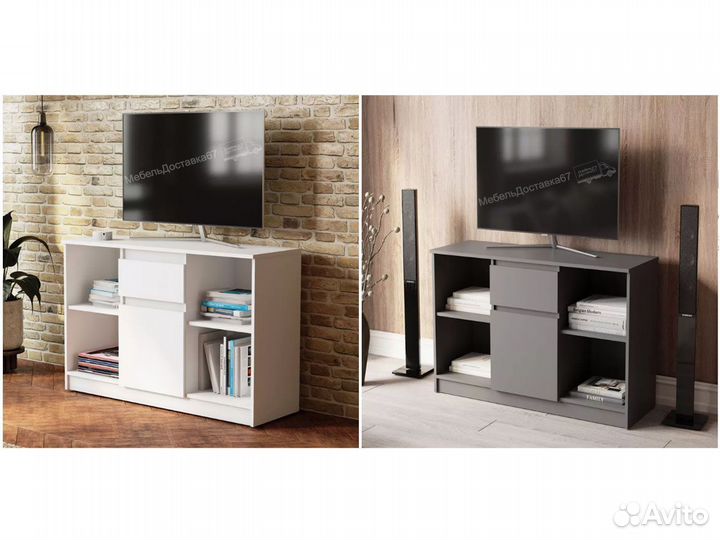 Тумба под тв (1,2) Белый (Графит) 1204.1
