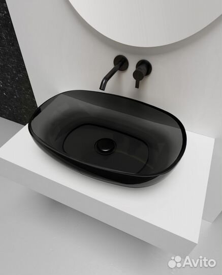 Раковина накладная прозрачная черная