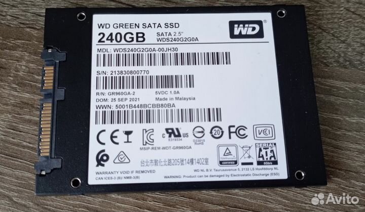 Накопитель ssd WD Green 240 gb SATA3