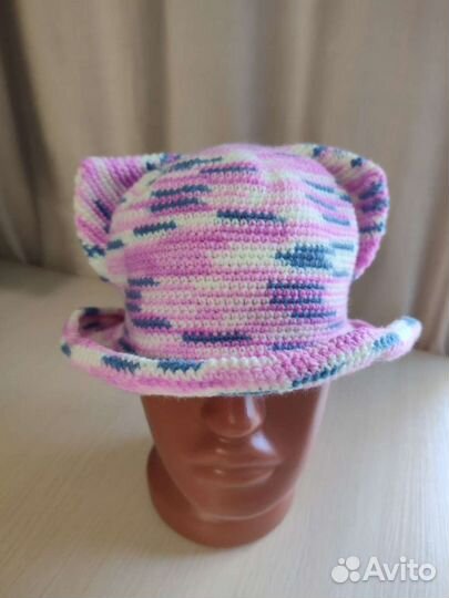 Вязанная детская шапка с ушками