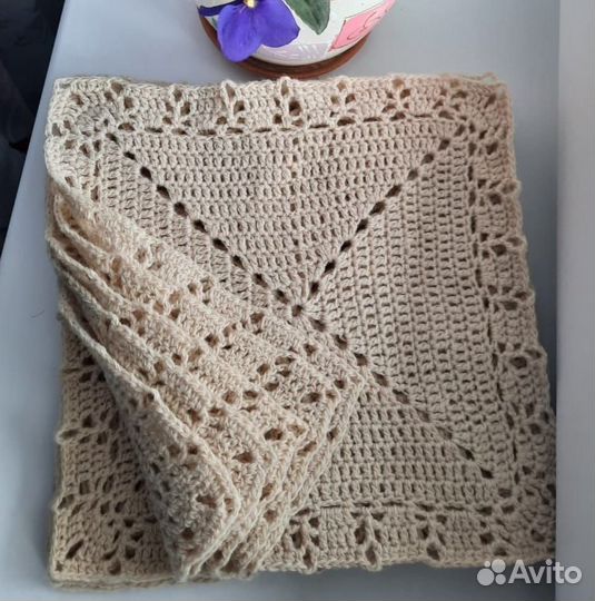 Вязаный плед ручная работа