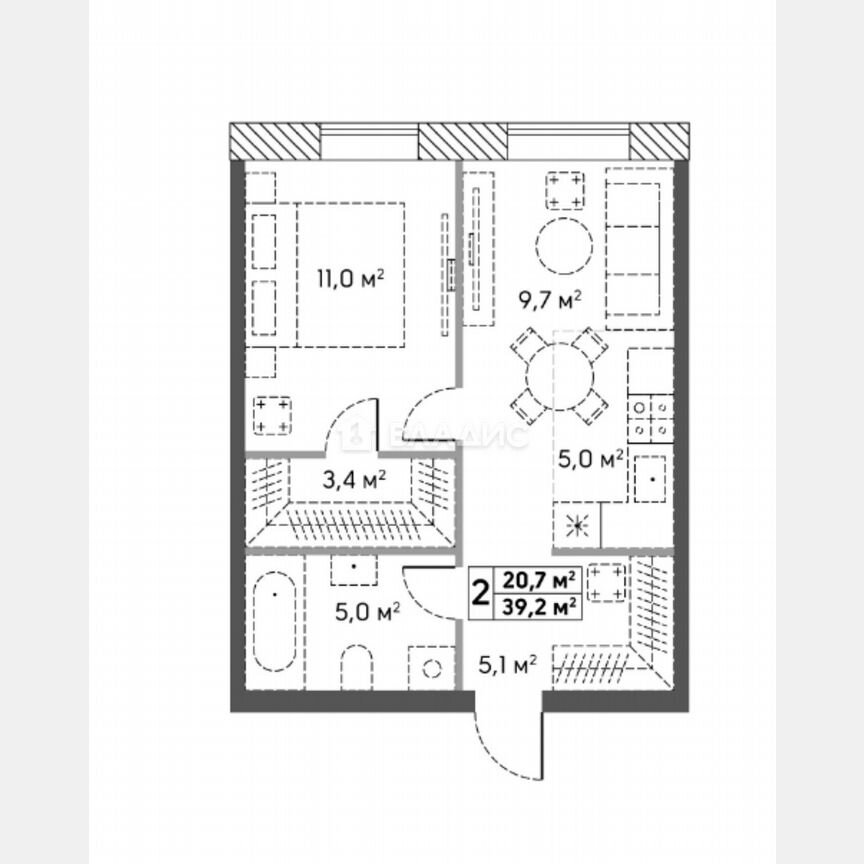 1-к. квартира, 39,2 м², 3/29 эт.