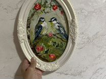 Картина с Птичками маслом в раме