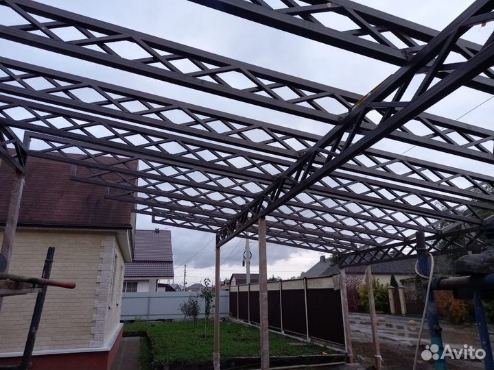 Каркасный навес под ключ