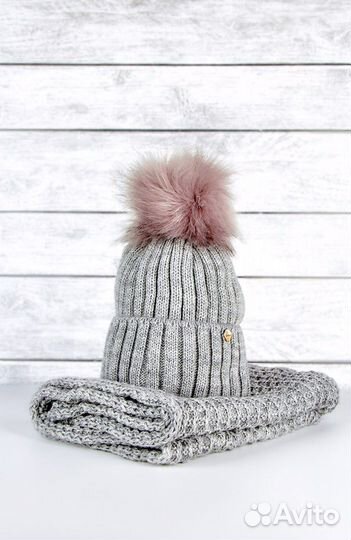 Комплект шапка и снуд женский зима шерсть новые