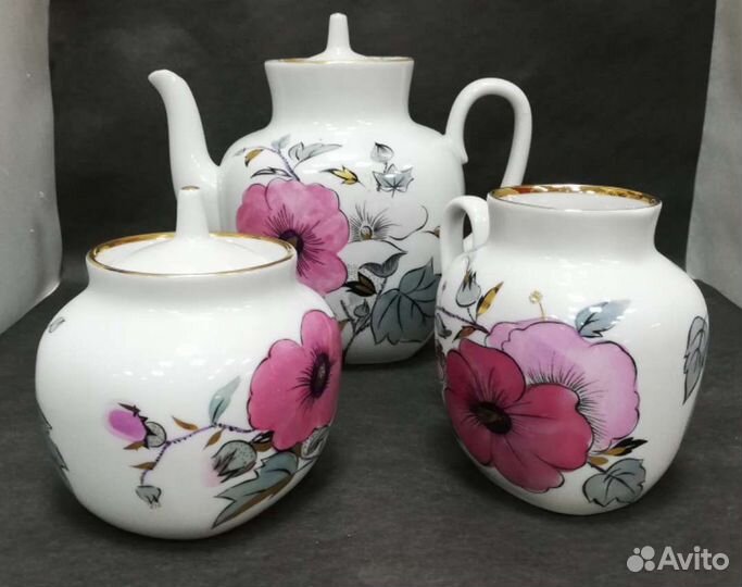Советский фарфоровый сервиз лфз Розовая ветка