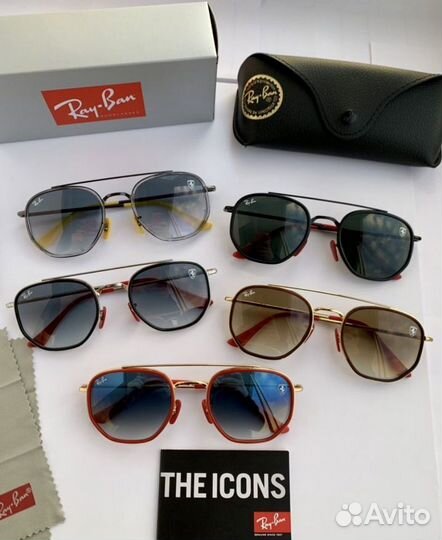 Очки ray ban hexagonal ferrari коричневые