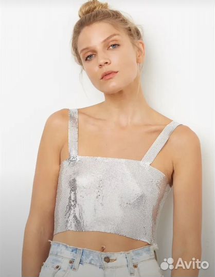 Металлический блестящий топ