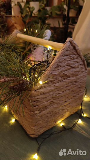 Корзина домик новогодний